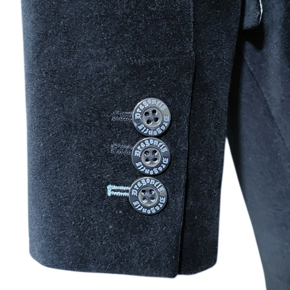 Dragonfly Mens Blue Velvet Velour Smoking Jacket Blazer Dress Coat Size Medium